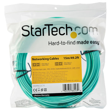 StarTech.com 450FBLCLC15 câble de fibre optique 15 m LC OM4 Couleur aqua