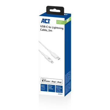 ACT AC3015 Câble Lightning 2 m Blanc ACT